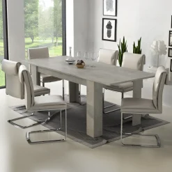 Tavolo da pranzo allungabile 160/220 cm moderno cemento Basalt