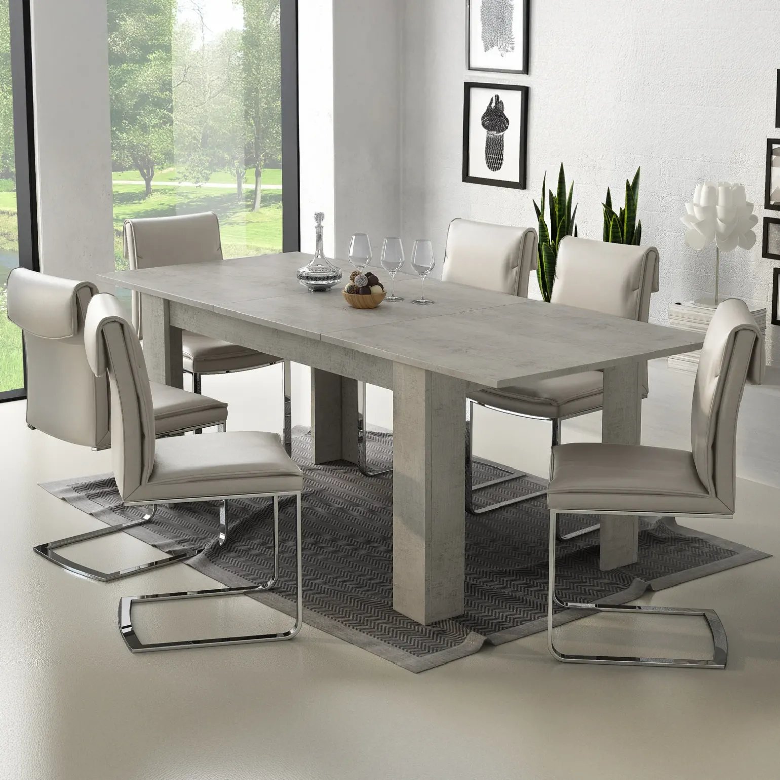 Tavolo da pranzo allungabile 160/220 cm moderno cemento Basalt