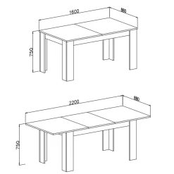 Tavolo da pranzo allungabile 160/220 cm moderno cemento Basalt