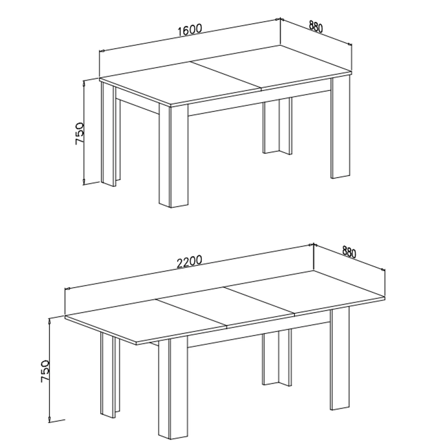 Tavolo da pranzo allungabile 160/220 cm moderno cemento Basalt