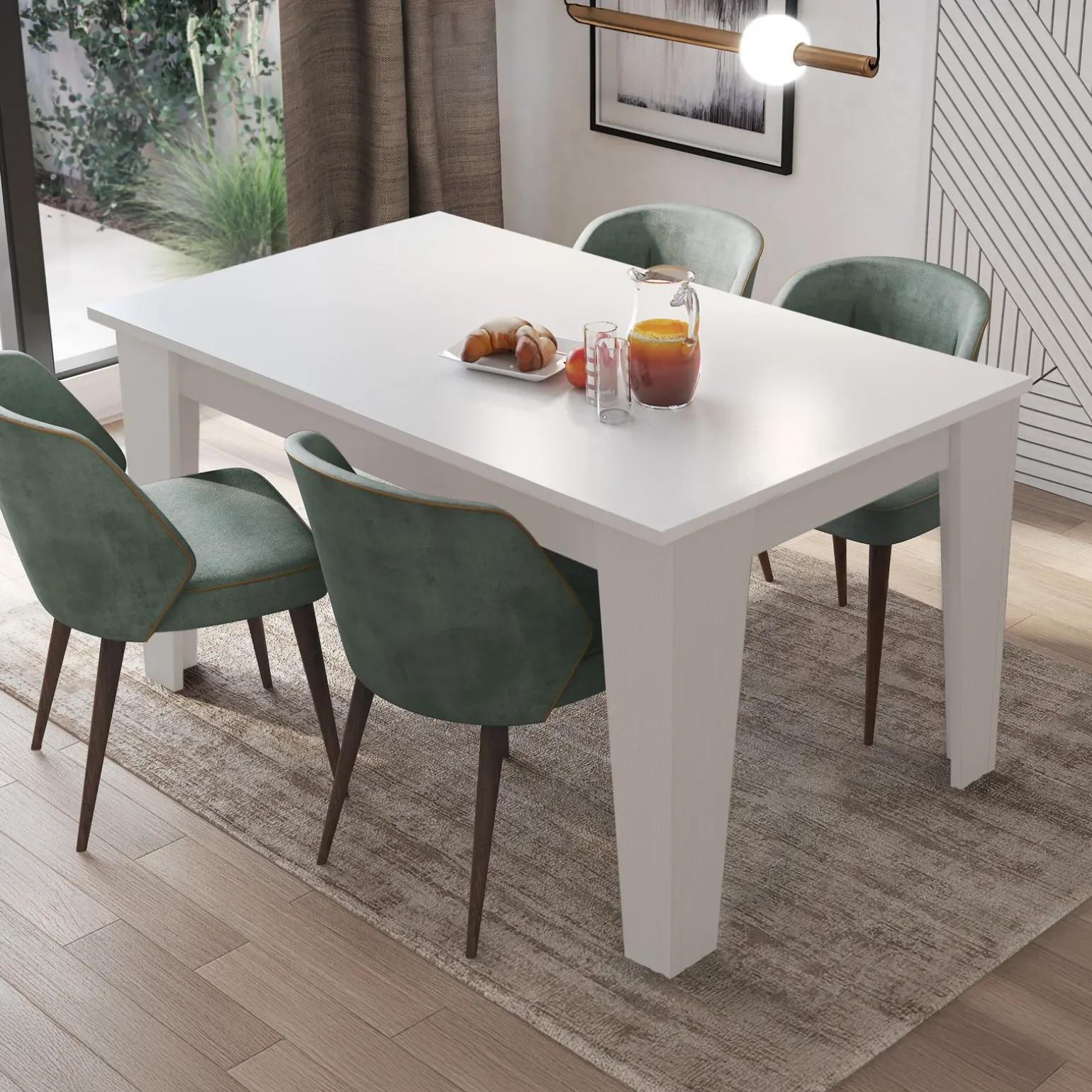 Tavolo da pranzo allungabile 140/200 cm moderno bianco opaco Orbis