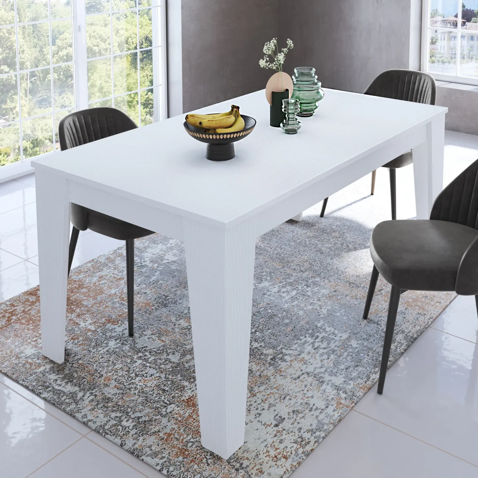 Tavolo da pranzo allungabile 140/200 cm moderno bianco opaco Orbis