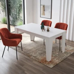 Tavolo da pranzo allungabile 160/220 cm moderno bianco opaco Orbis