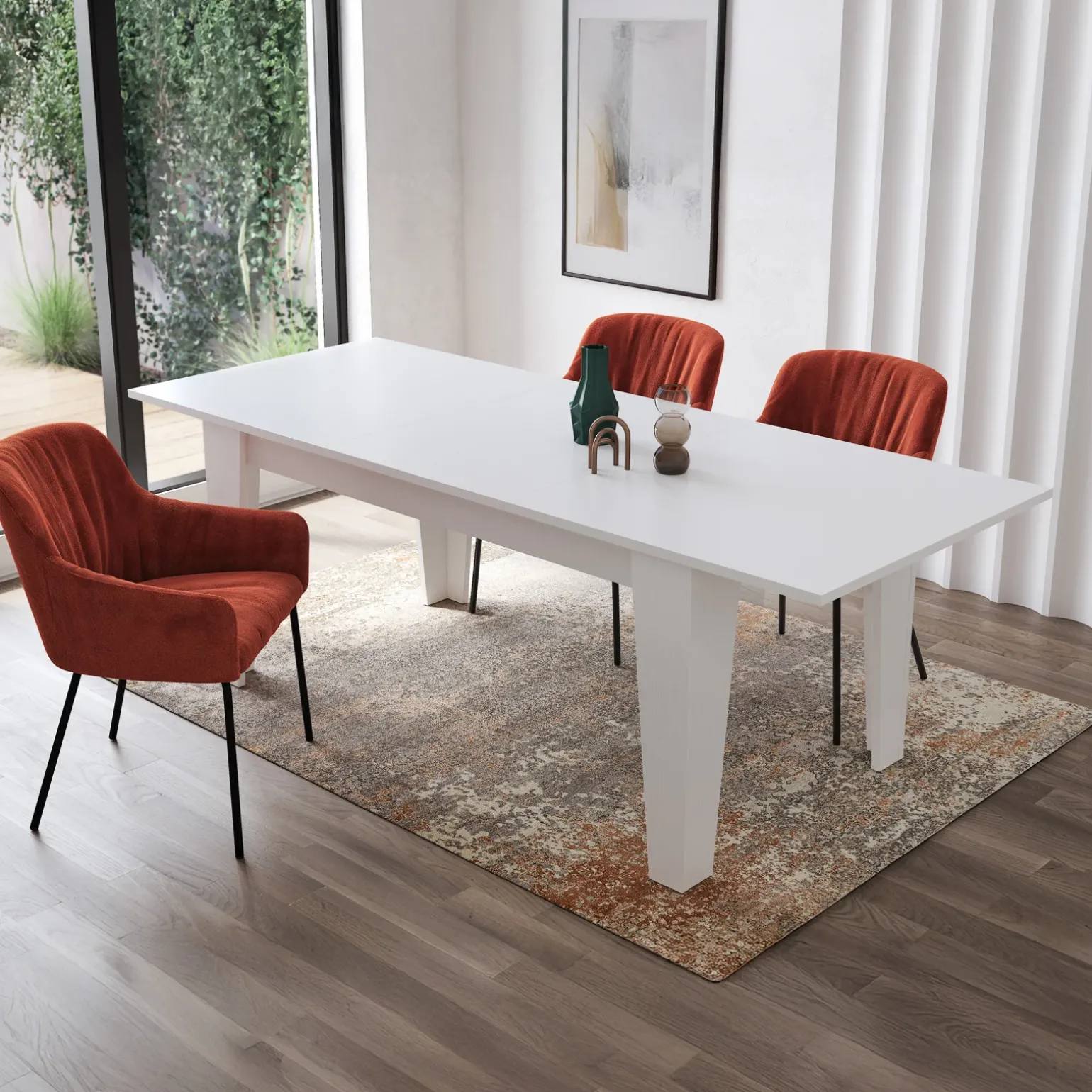 Tavolo da pranzo allungabile 160/220 cm moderno bianco opaco Orbis