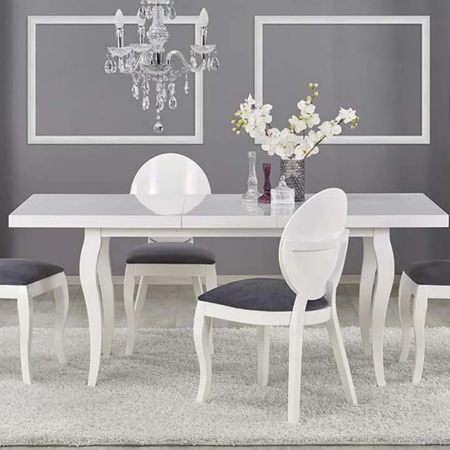 Tavolo da pranzo allungabile moderno 160/240cm bianco Lovoon