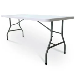Tavolo da pranzo fisso in polipropilene 183x74cm grigio bianco Omar