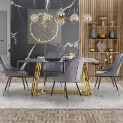 Tavolo da pranzo moderno 160x90cm marmo nero oro Stella