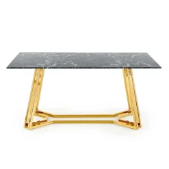 Tavolo da pranzo moderno 160x90cm marmo nero oro Stella