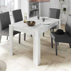 Tavolo da pranzo rettangolare industrial 180x90cm bianco pino Florena