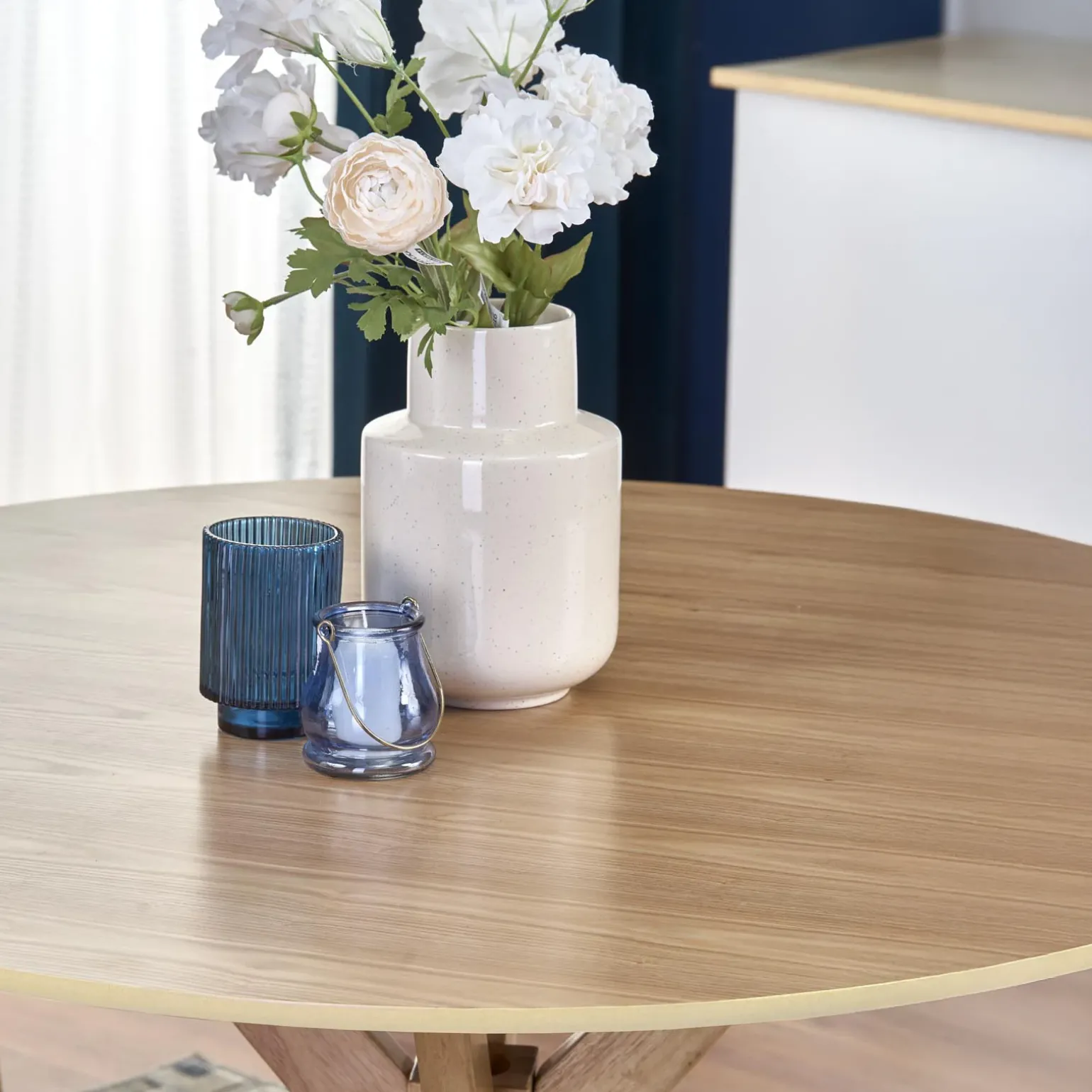 Tavolo da pranzo rotondo moderno 120x120cm rovere naturale Corinto