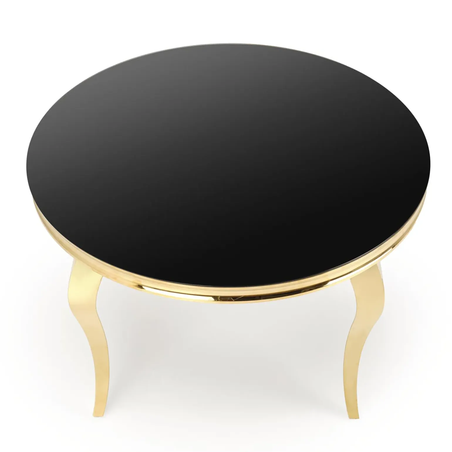 Tavolo da pranzo rotondo 120cm vetro nero cromato oro Selim