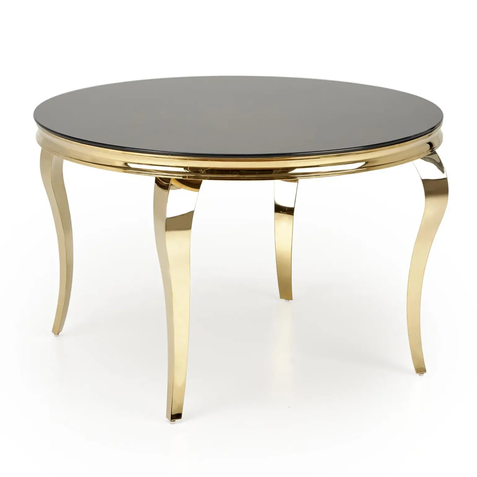 Tavolo da pranzo rotondo 120cm vetro nero cromato oro Selim
