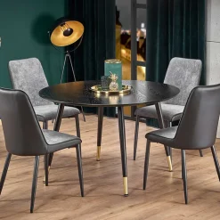 Tavolo da pranzo rotondo industrial 120x120cm oro e nero Kufa