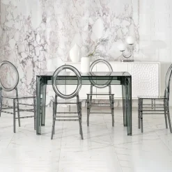 Tavolo da pranzo trasparente moderno 120x80cm fumé Naked