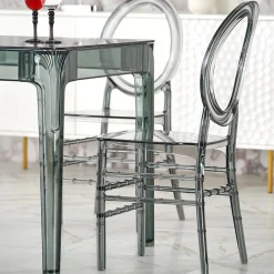 Tavolo da pranzo trasparente moderno 120x80cm fumé Naked