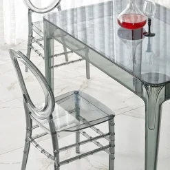 Tavolo da pranzo trasparente moderno 120x80cm fumé Naked