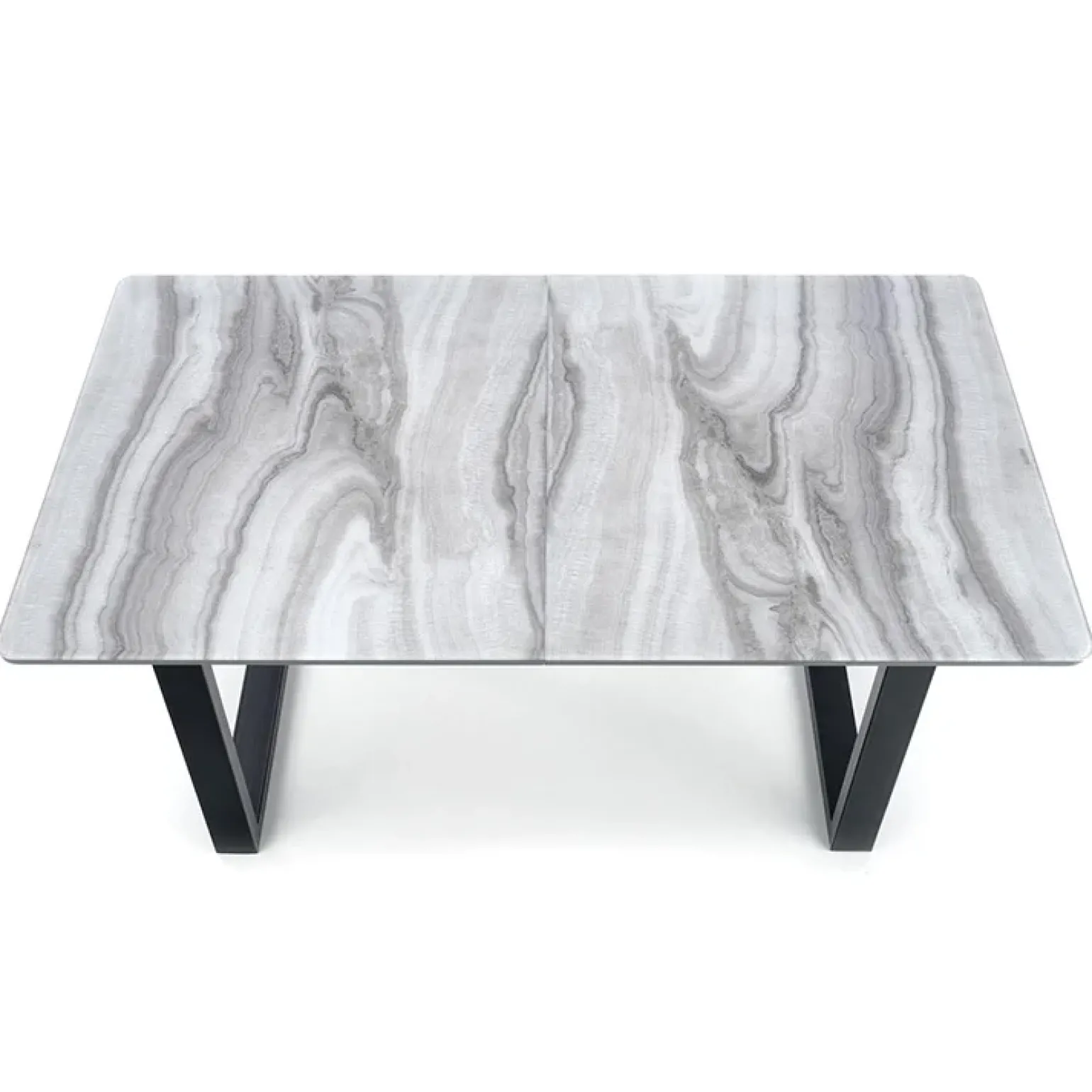 Tavolo in vetro 160/200cm allungabile marmo bianco grigio Jeff