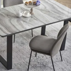 Tavolo in vetro 160/200cm allungabile marmo bianco grigio Jeff