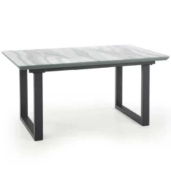 Tavolo in vetro 160/200cm allungabile marmo bianco grigio Jeff