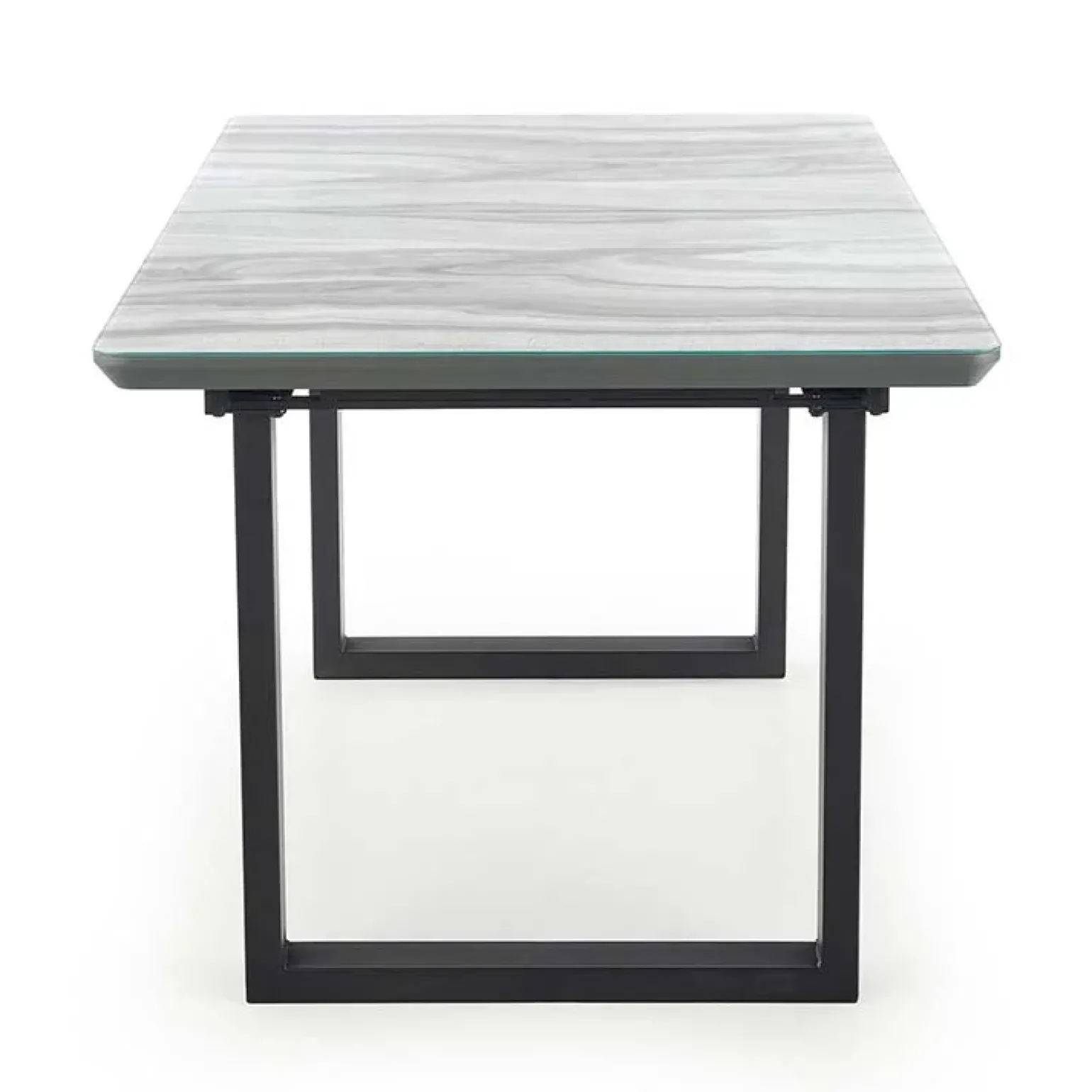 Tavolo in vetro 160/200cm allungabile marmo bianco grigio Jeff