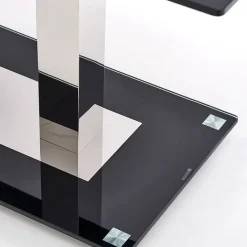 Tavolo in vetro nero moderno 130x80cm acciaio cromato Ceres