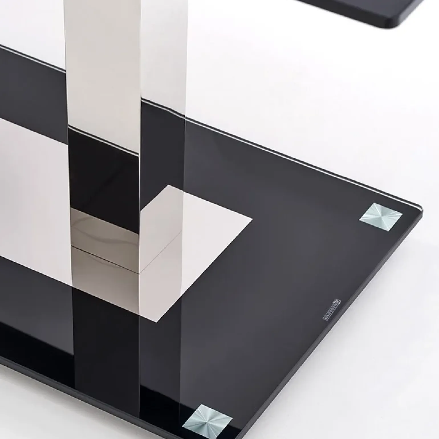 Tavolo in vetro nero moderno 130x80cm acciaio cromato Ceres