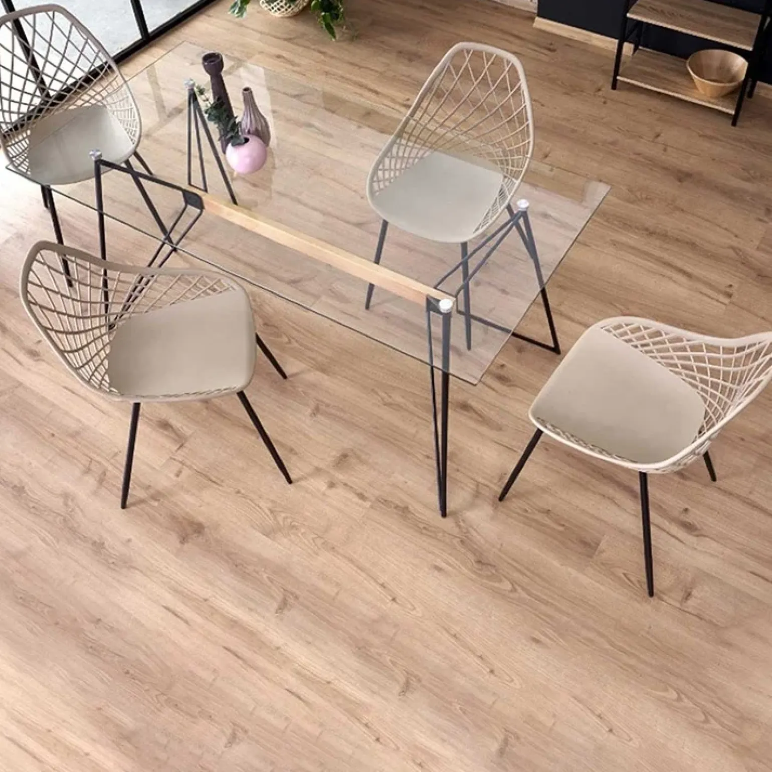 Tavolo in vetro 160x80cm acciaio nero Acer Gihome®