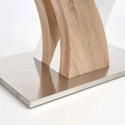 Tavolo in vetro 160x90cm moderno bianco rovere acciaio Horus