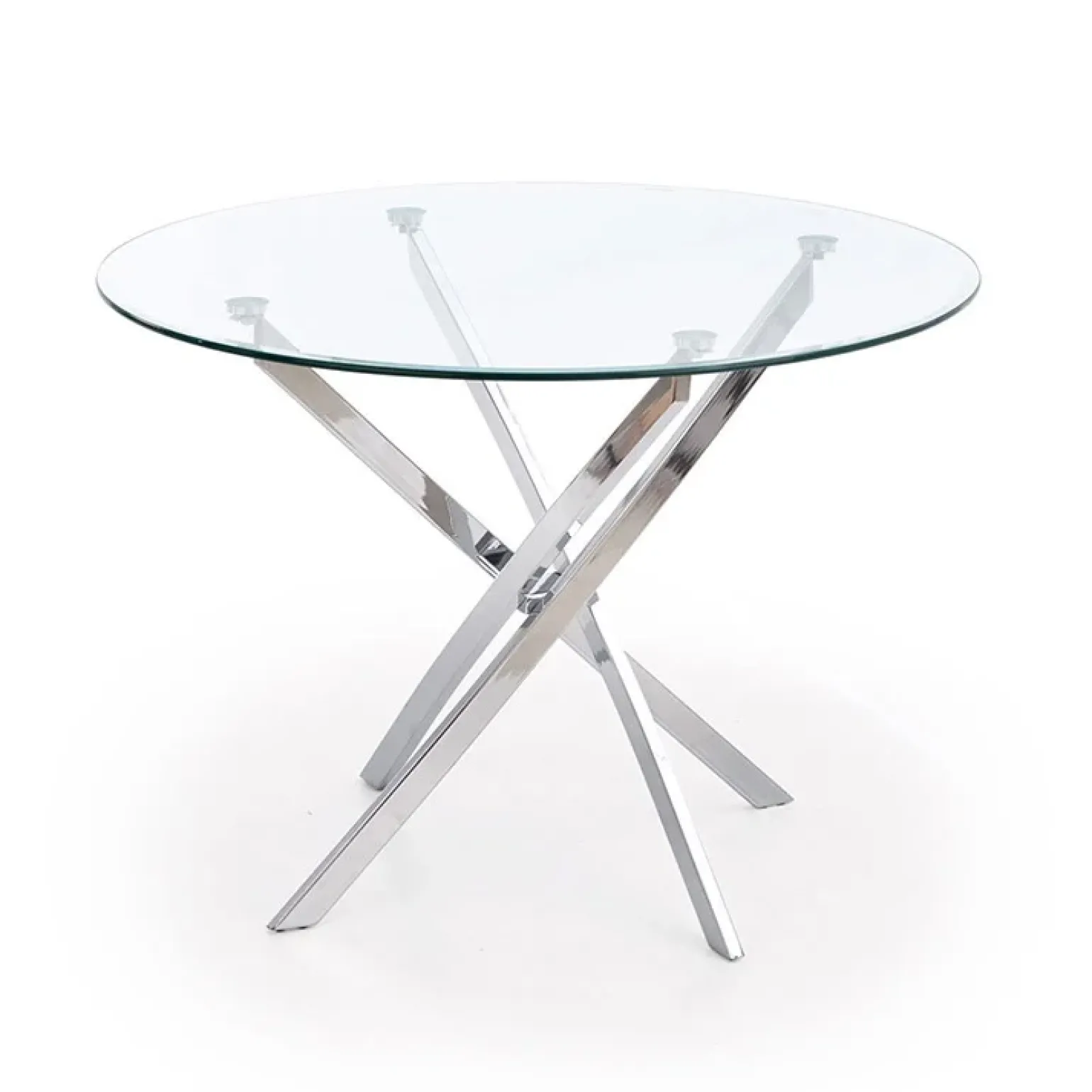 Tavolo in vetro 100x100cm rotondo da pranzo acciaio cromato Minerva Gihome®