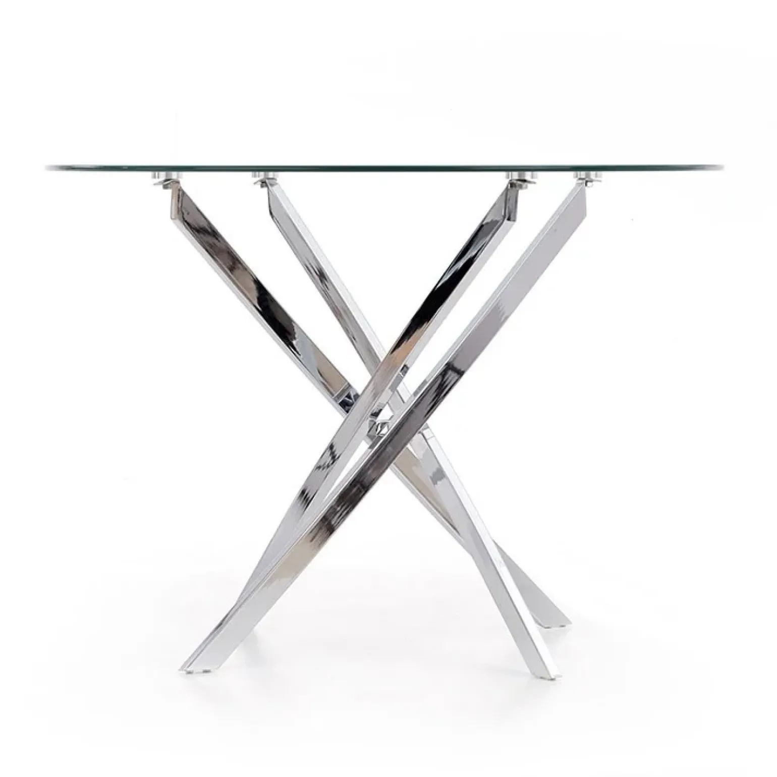 Tavolo in vetro 100x100cm rotondo da pranzo acciaio cromato Minerva Gihome®