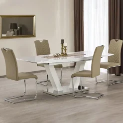 Tavolo rettangolare allungabile 160/200cm bianco acciaio Sfinge