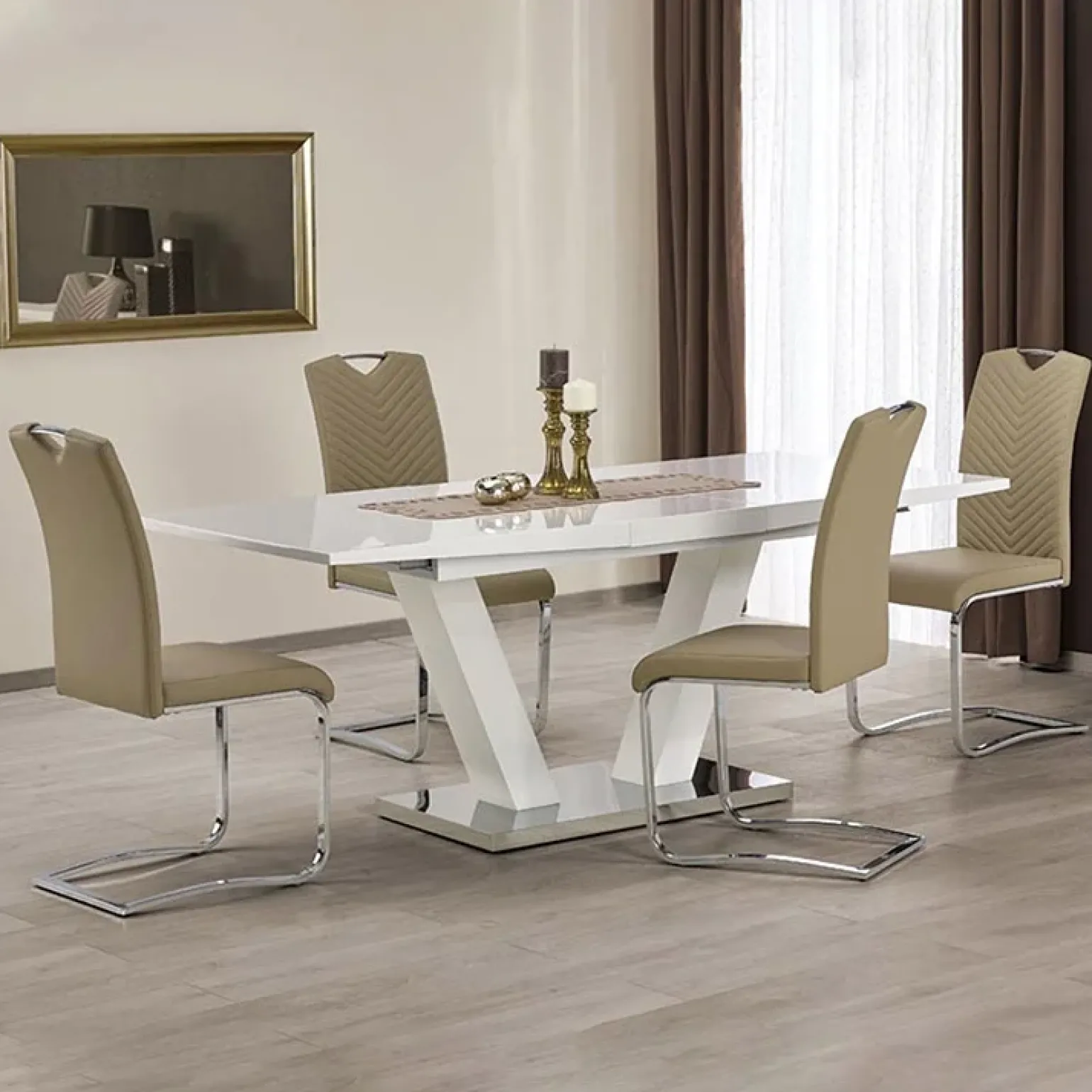 Tavolo rettangolare allungabile 160/200cm bianco acciaio Sfinge