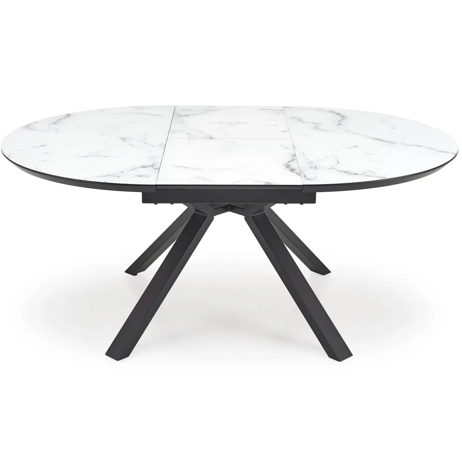 Tavolo rotondo allungabile 130/180cm vetro effetto marmo bianco nero Galact
