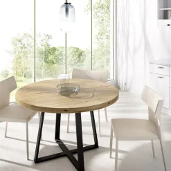 Tavolo rotondo 120cm legno rovere e gambe nere Redondo