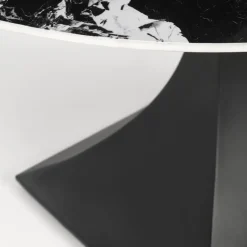 Tavolo rotondo 120cm moderno effetto marmo nero Anul