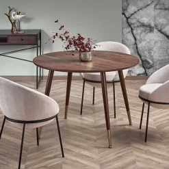 Tavolo rotondo moderno 110x76cm noce oro Panaro