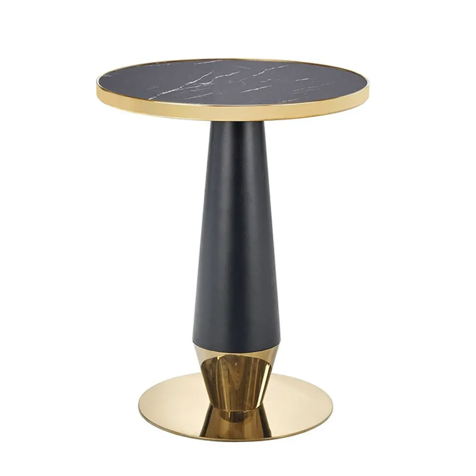 Tavolo rotondo moderno 59x74cm marmo nero oro Lugana