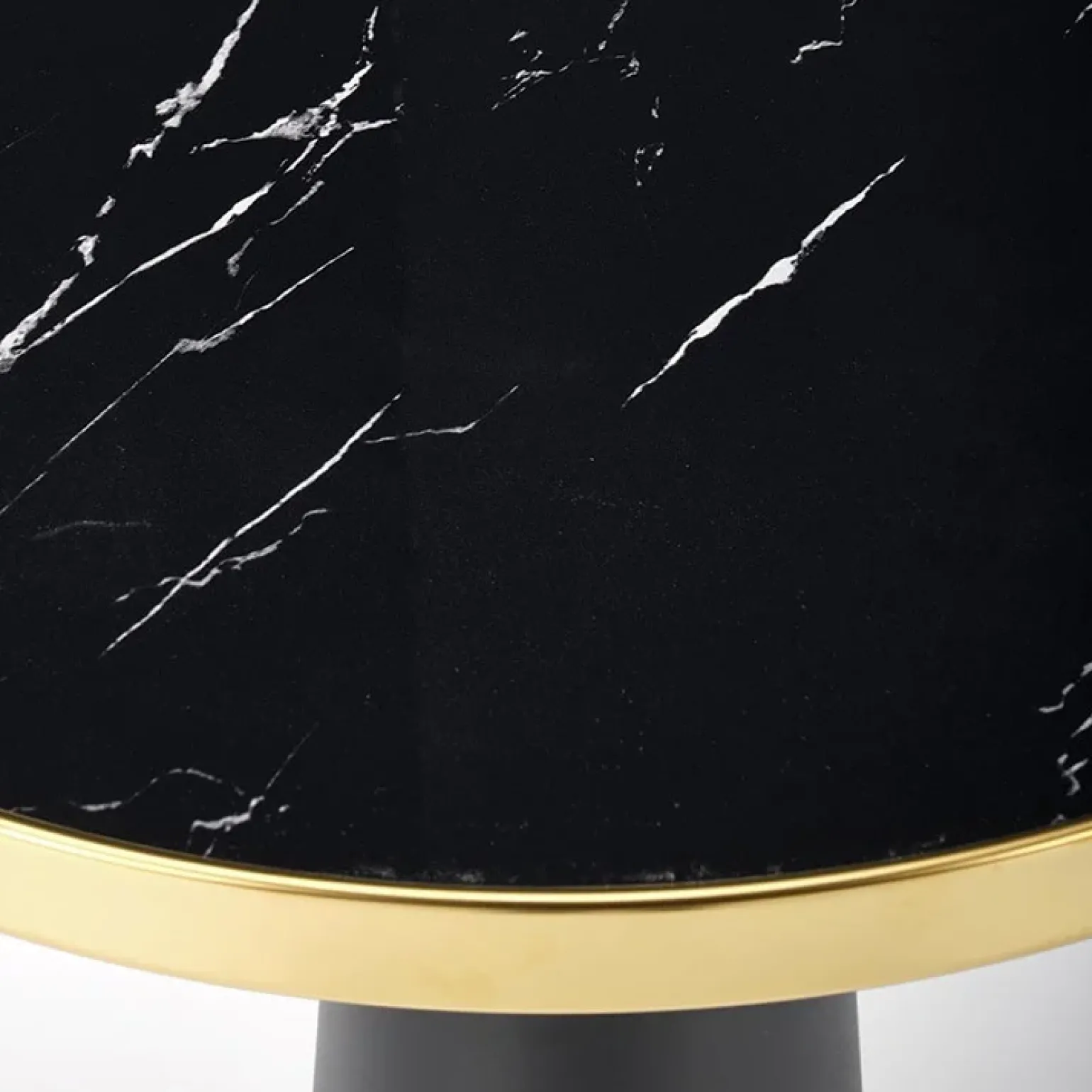 Tavolo rotondo moderno 59x74cm marmo nero oro Lugana
