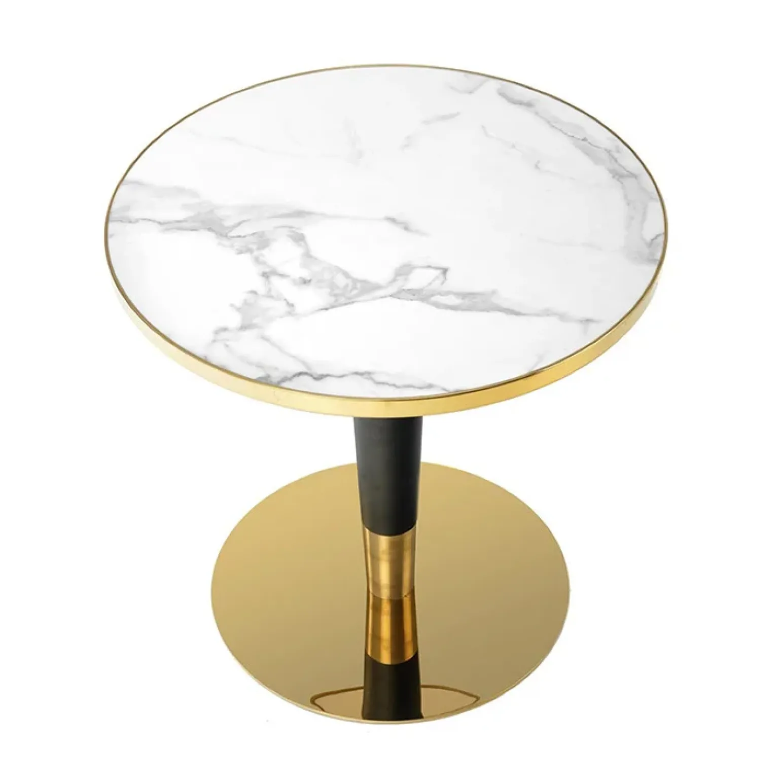 Tavolo rotondo moderno 79x74cm marmo bianco nero oro Barbera