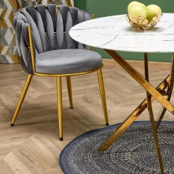 Tavolo rotondo moderno 100x73cm marmo bianco oro Onorato