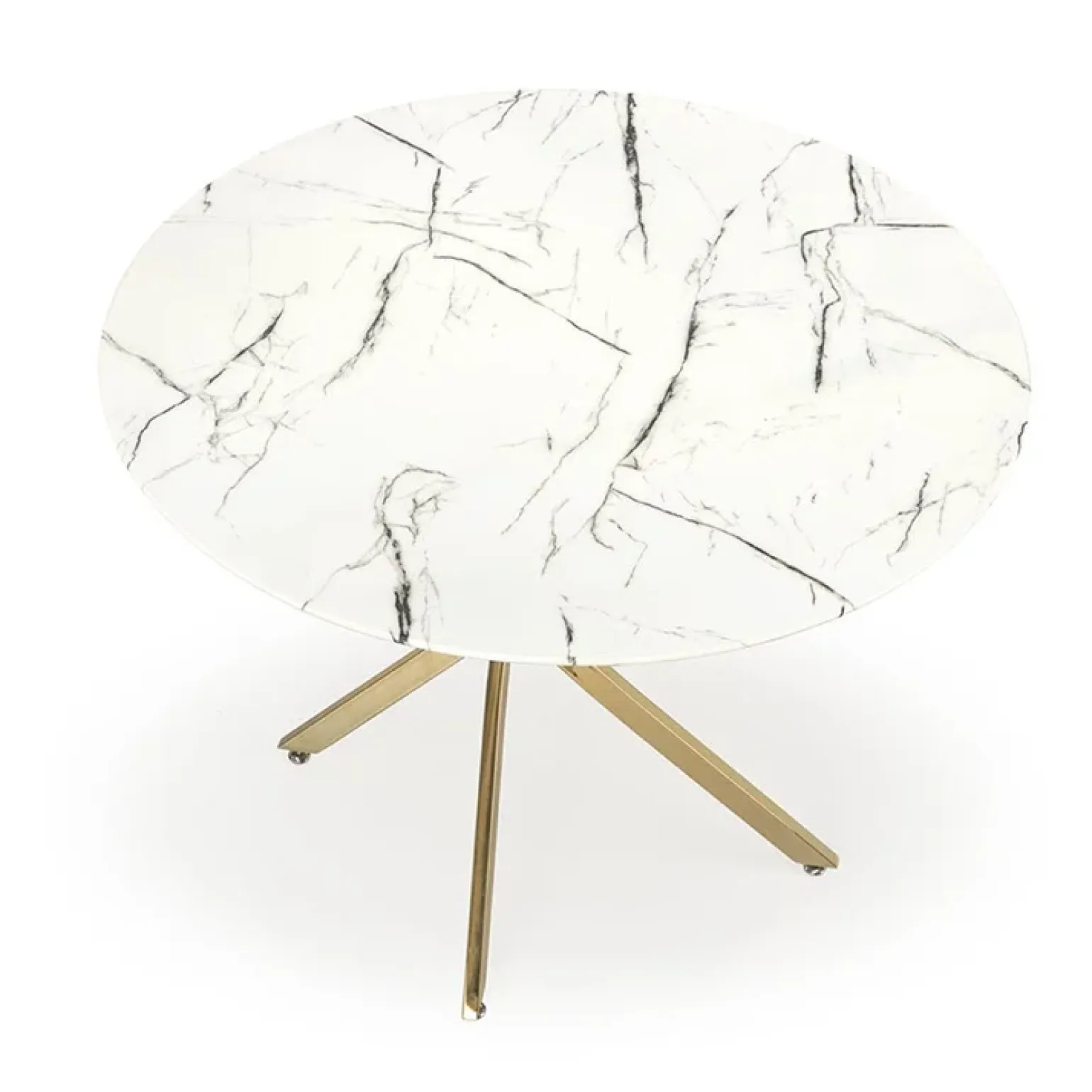 Tavolo rotondo moderno 100x73cm marmo bianco oro Onorato