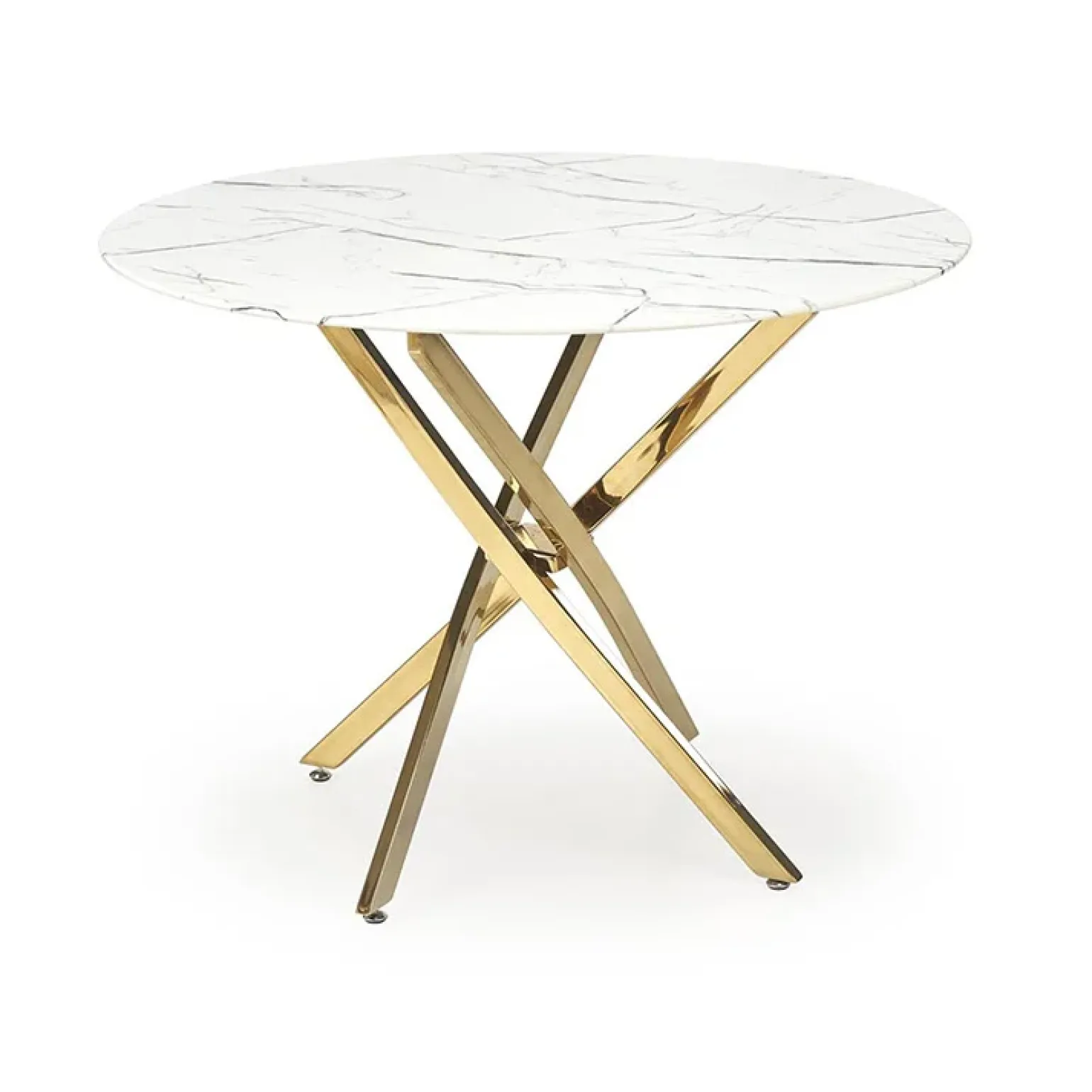 Tavolo rotondo moderno 100x73cm marmo bianco oro Onorato