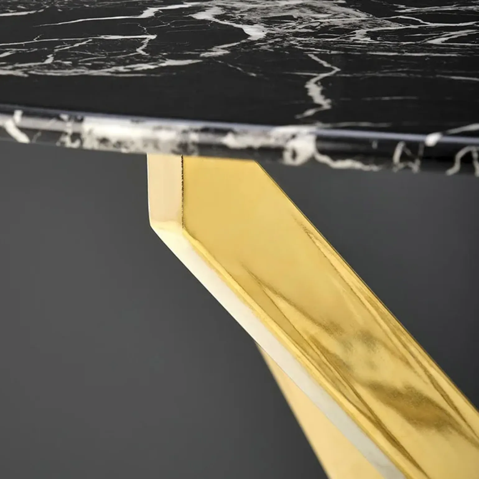 Tavolo rotondo moderno 100x73cm marmo nero oro Onorato