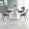 Tavolo rotondo 120x120cm da pranzo bianco laccato acciaio oro Ruby