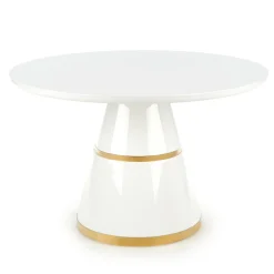 Tavolo rotondo 120x120cm da pranzo bianco laccato acciaio oro Ruby