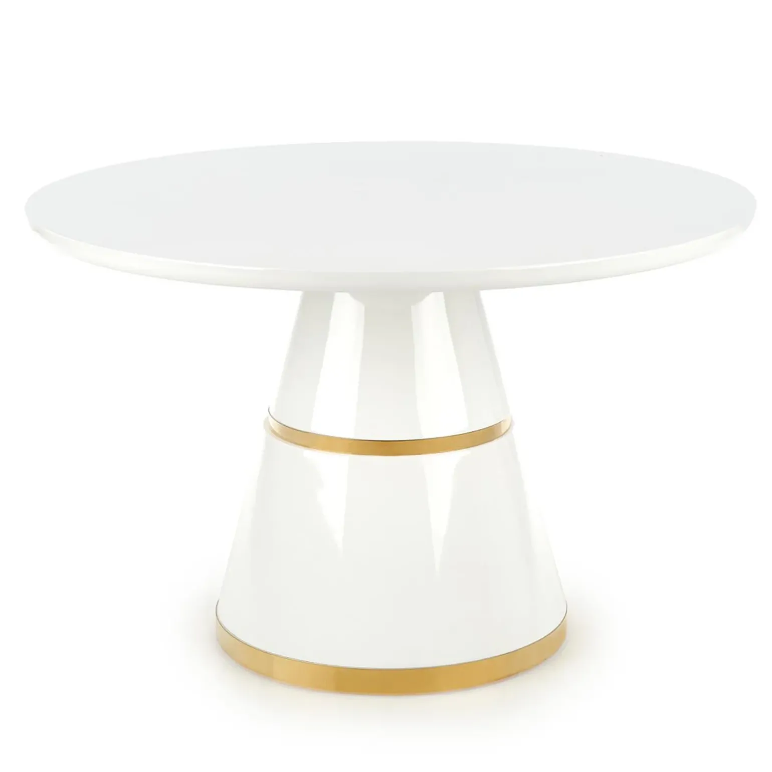 Tavolo rotondo 120x120cm da pranzo bianco laccato acciaio oro Ruby