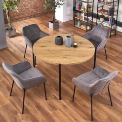 Tavolo rotondo 120x120cm moderno rovere nero Orchidea