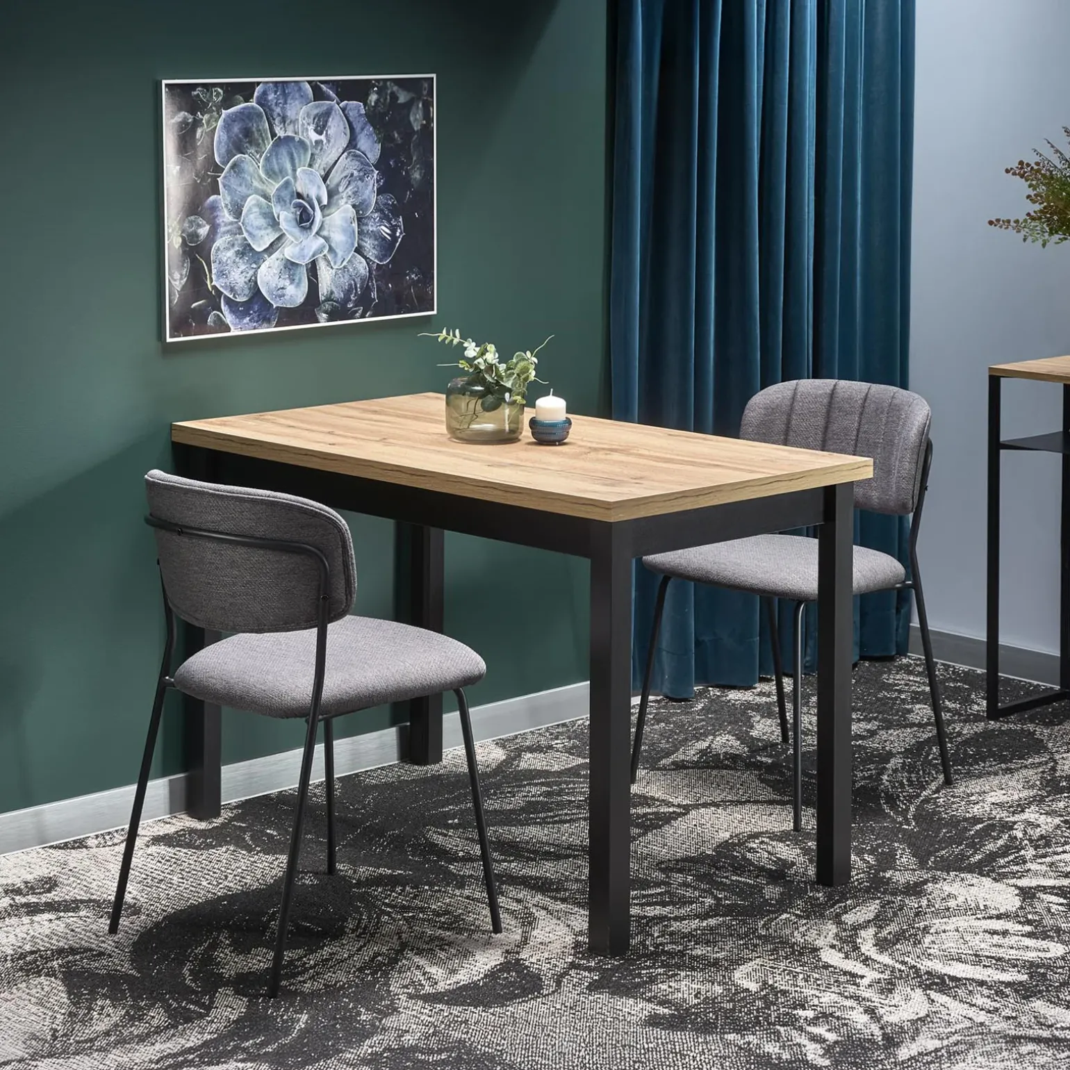 Tavolo 120x68 cm da pranzo moderno rovere nero Wayne