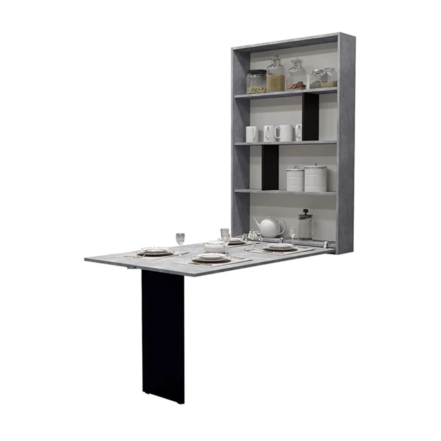 Tavolo 135x203cm a scomparsa moderno rettangolare cemento nero Hope