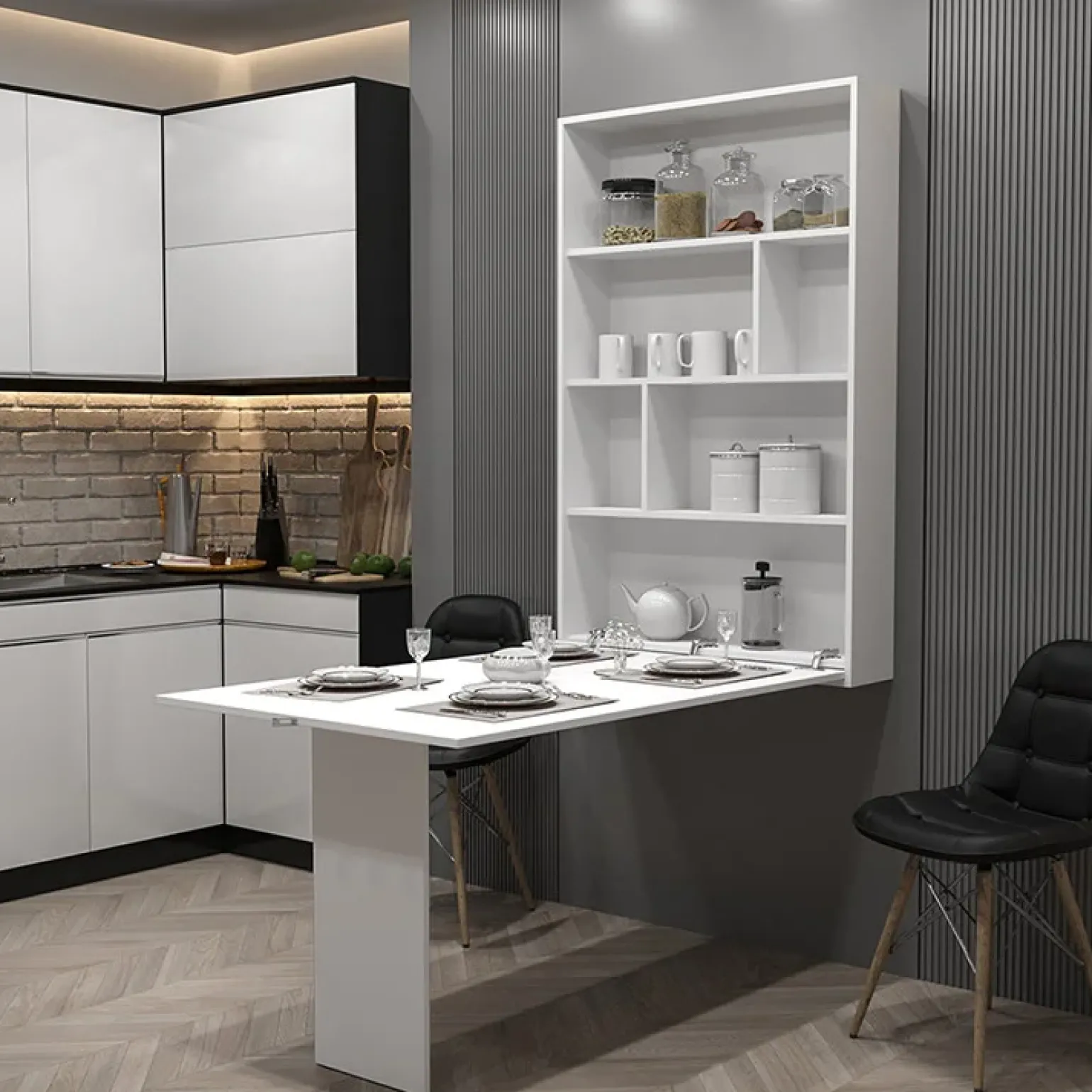 Tavolo 135x203cm a scomparsa moderno rettangolare bianco Hope